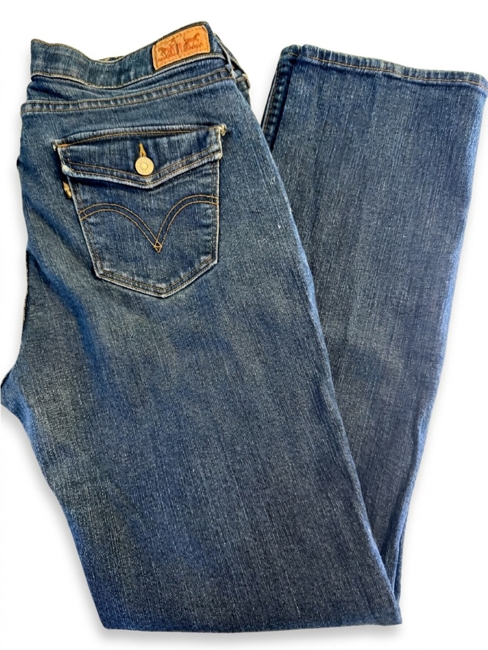 Levi's Women's Perfect Waist 525 Straight Leg Jeans - Indigo Blue Wash 12M